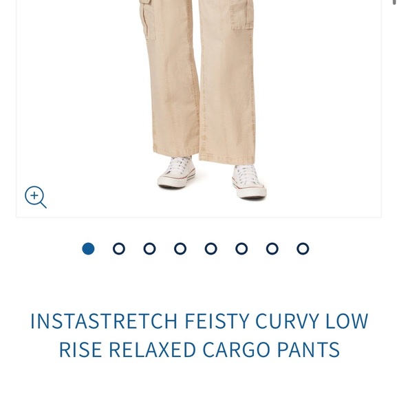 Feisty Curvy Low Rise Relaxed Cargo Pants - Tan - Picture 7 of 8
